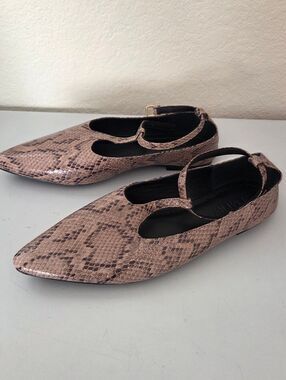 A.Emery Ward Snake-effect Leather Mary Jane flats in Taupe Size 37
